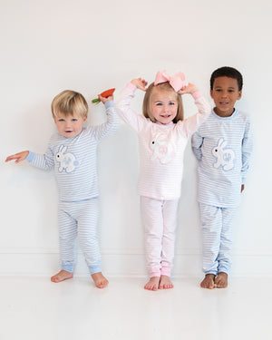 Bunny Applique Blue Striped Loungewear-FINAL SALE