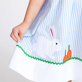 Bunny And Carrots Blue Seersucker Dress