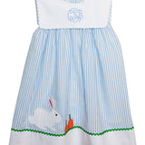 Bunny And Carrots Blue Seersucker Dress