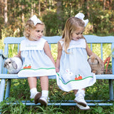 Bunny and Carrots Blue Seersucker Bloomer Set