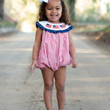 Flags Smocked Red Windowpane Girl Bubble