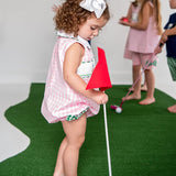 Golf Smocked Pink Checked Bubble with Bow Detail