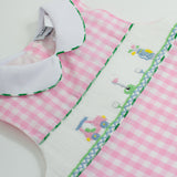 Golf Smocked Pink Checked Bubble with Bow Detail