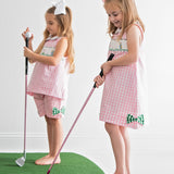 Golf Smocked Pink Checked Dress with Bow Detail