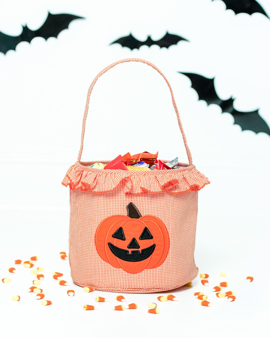 Jack O'Lantern Applique Ruffle Trick Or Treat Bag