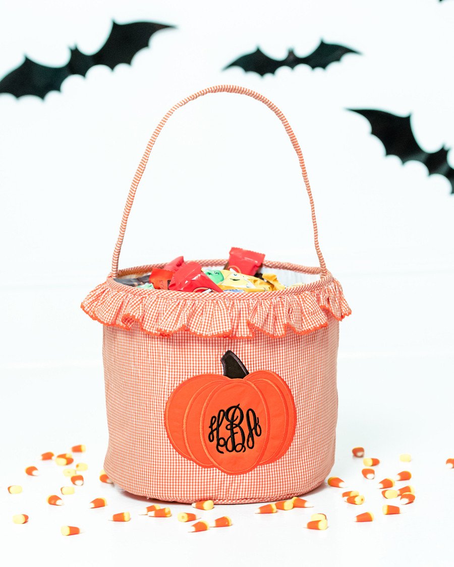 Jack O&#39;Lantern Applique Ruffle Trick Or Treat Bag