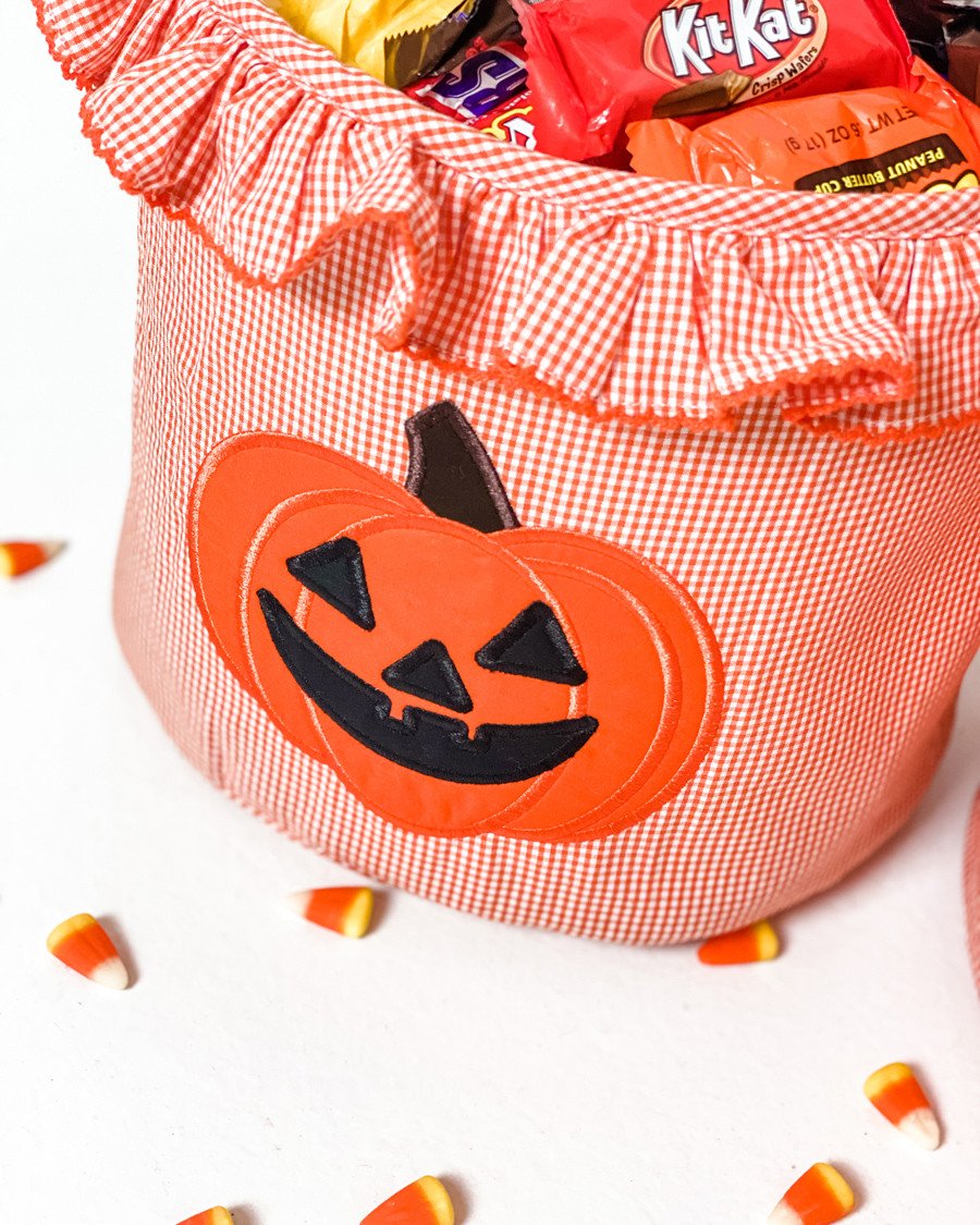 Jack O&#39;Lantern Applique Ruffle Trick Or Treat Bag