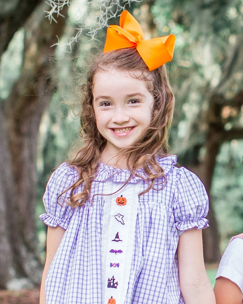 Halloween Fun Embroidered Gingham Dress