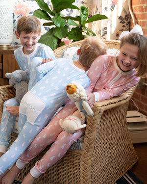 Hoppy Bunnies Blue Knit Pajama Set- FINAL SALE