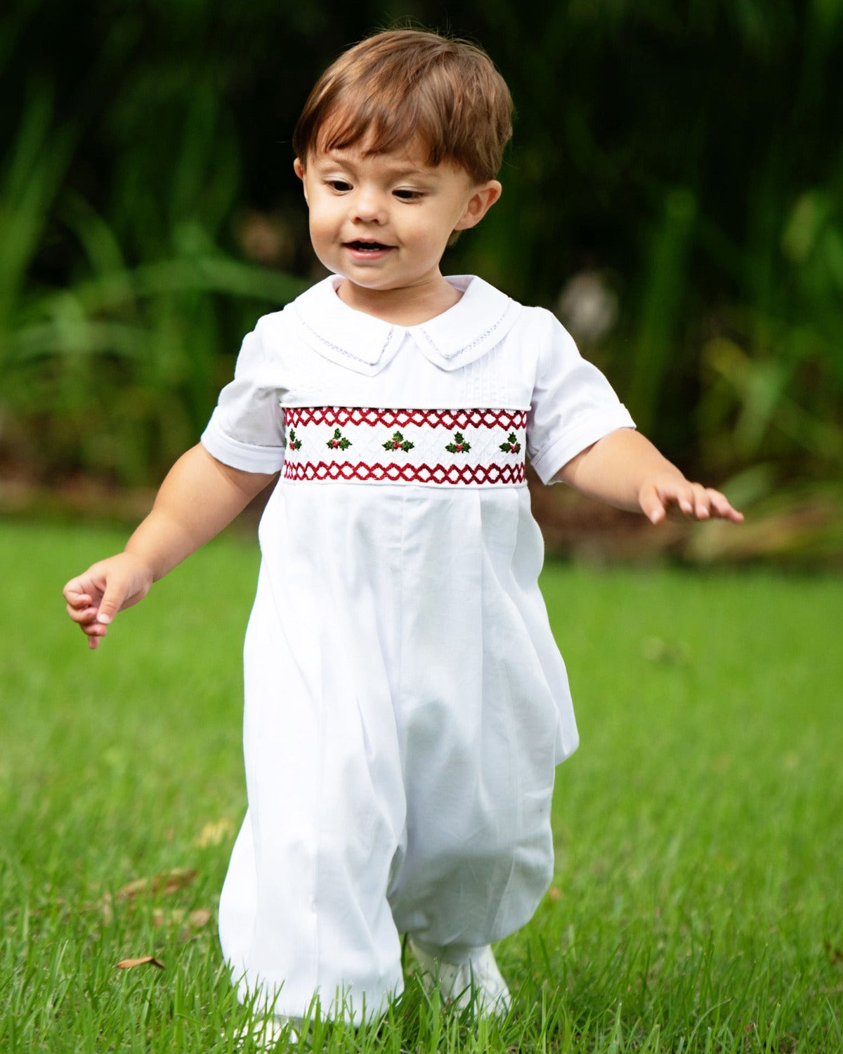 Holly Berry Smocked White Longall