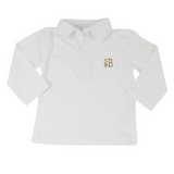Plain White Polo Shirt with Long Sleeves