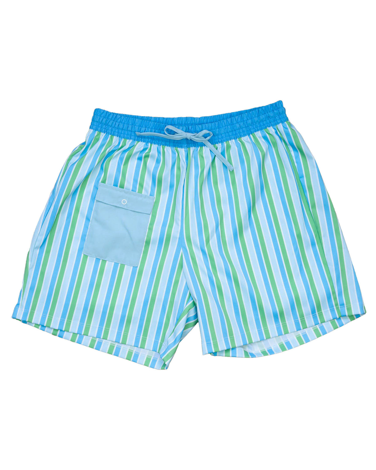 Men&#39;s Blue and Green Striped Swim Trunks-FINAL SALE