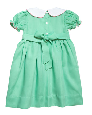 Mint Green Rosette Smocked Bishop Dress