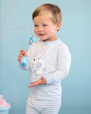 Bunny Applique Blue Striped Loungewear-FINAL SALE