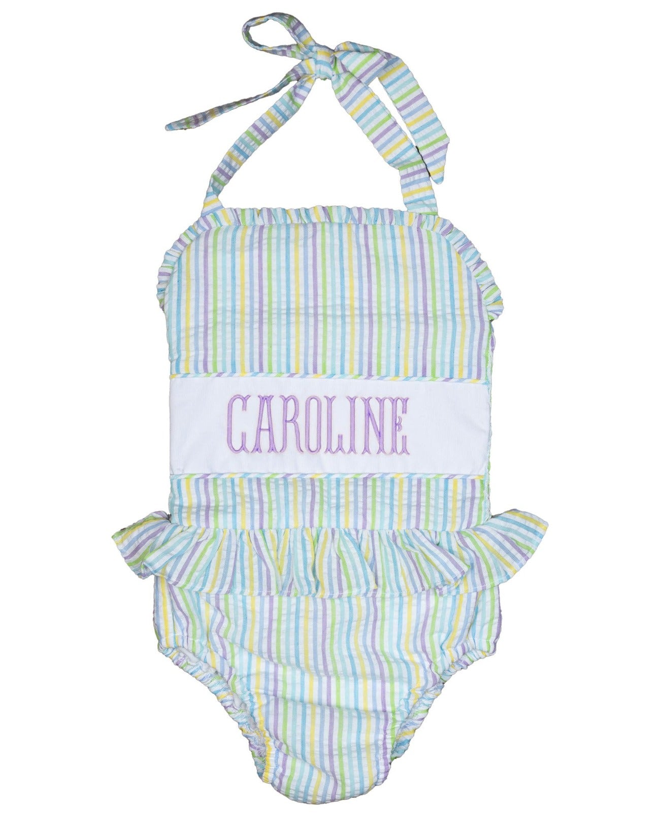 Multi Seersucker Stripes Personalized Swimsuit-FINAL SALE