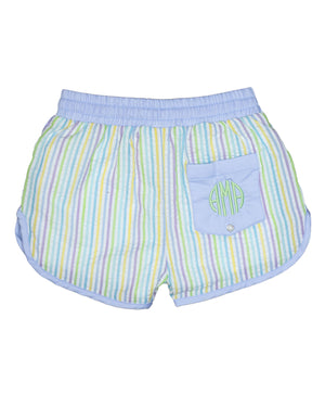 Multi Seersucker Stripes Swim Trunks-FINAL SALE