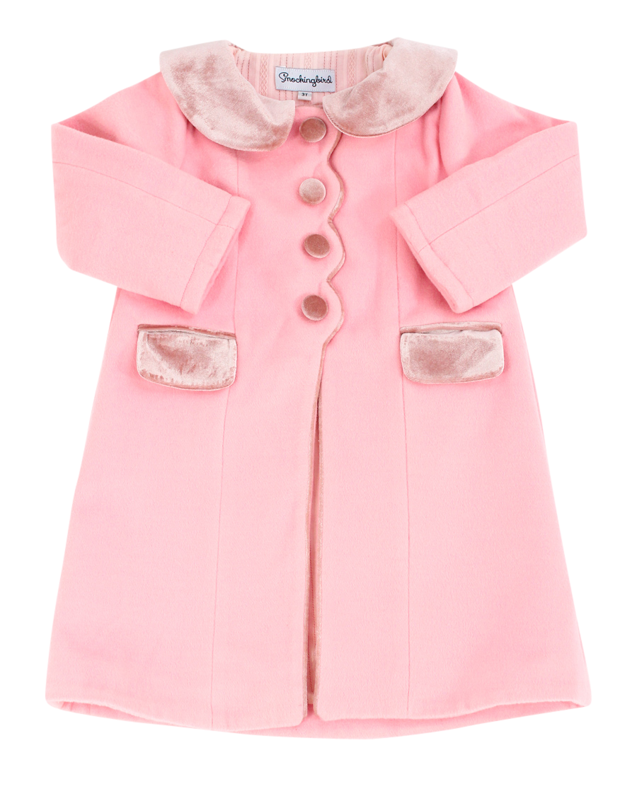 Pink Coat With Velvet Trim