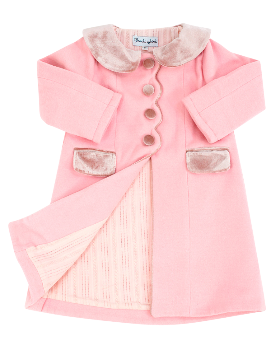 Pink Coat With Velvet Trim