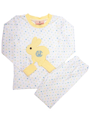 Bunny Applique Polka Dot Boy Pajama Set- FINAL SALE