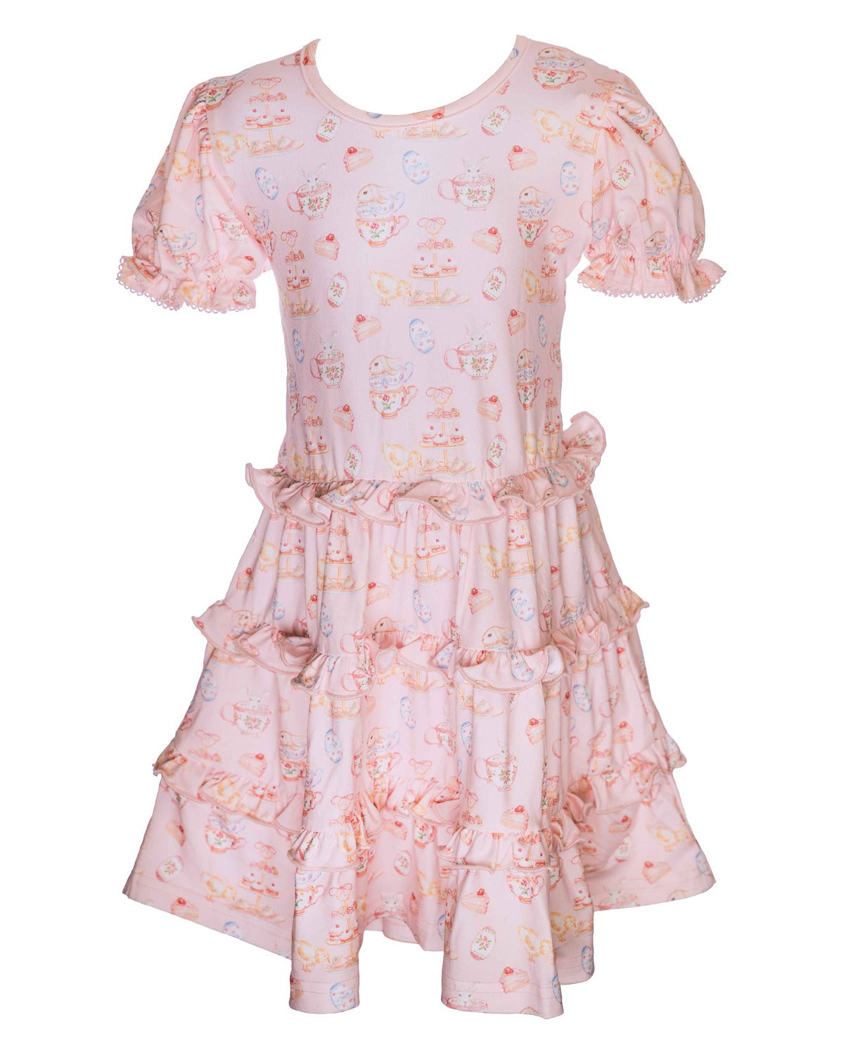 Bunny Tea Party Knit Ruffle Dress- FINAL SALE