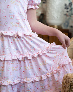 Bunny Tea Party Knit Ruffle Dress- FINAL SALE