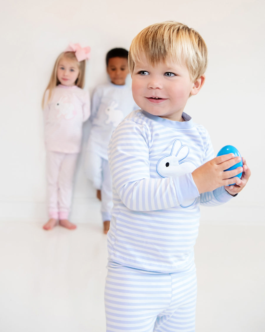 Bunny Applique Blue Striped Loungewear-FINAL SALE